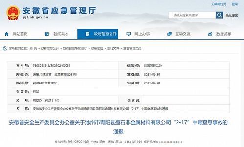 安徽通報中毒窒息事故 未采取防護措施進窯致2死1傷，凸顯安全監管與辦公平臺開發重要性